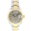 Datejust 31 Steel Gold Fluted Silver Roman Dial von Rolex