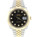 Datejust 41 Steel / Gold / Fluted / Jubilee Black Diamond Dial Like NEW von Rolex
